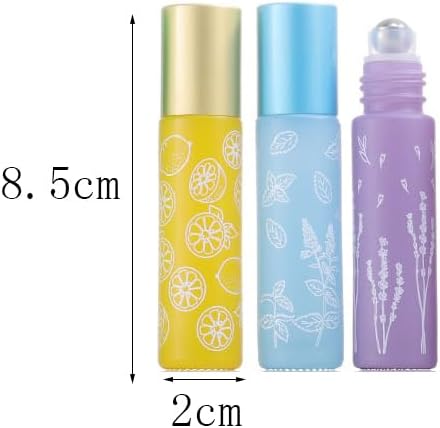 10 Pcs Pink Glass Essential Oil Roller Bottles, 10ml Refillable Roll-on Bottles with Stainless Steel Roller Balls for Travel, Aromatherapy, Lip Balms