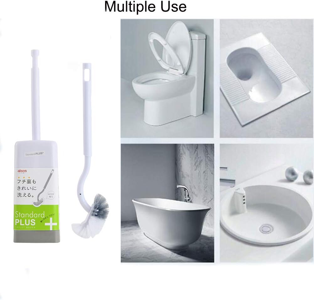 Marbarsse Bathroom Toilet Bowl Brush and Holder, Curved Design Toilet Brush for Deep Cleaning Under Rim, Best Toilet Brush Set, Easy Handy CompactToilet BowlCleaner Brush for Bathroom, 1 Pack