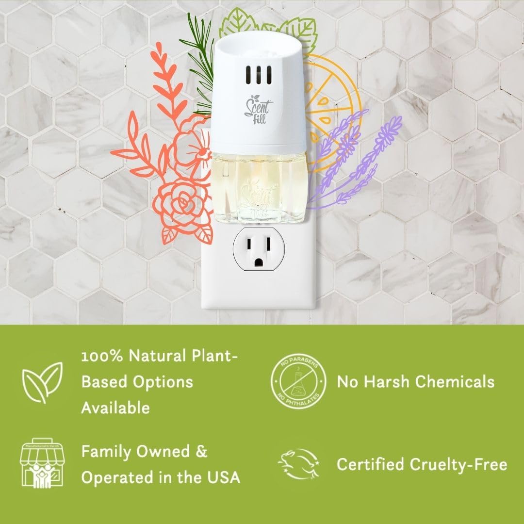 Scent Fill 100% Natural Lemon & Citrus Plug in Air Freshener, Scented Oil Refills, 3 Refills