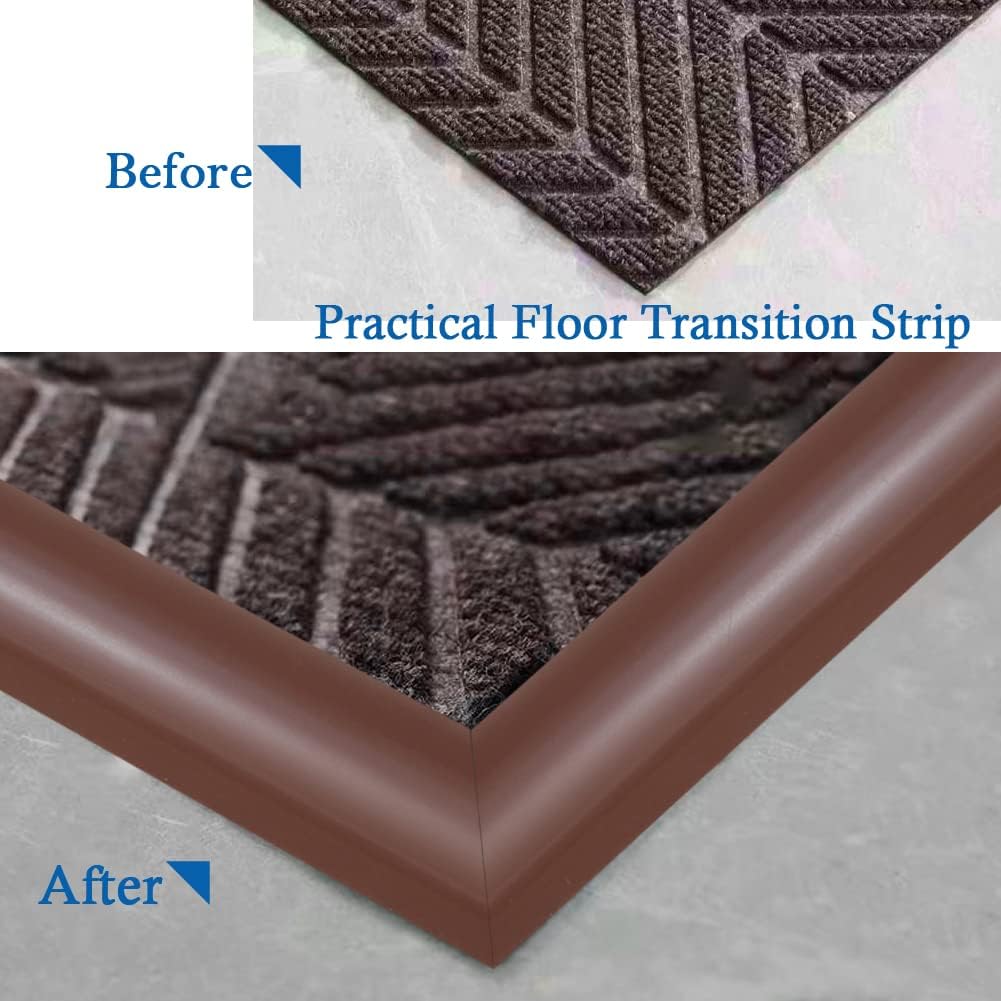 Floor Transition Strip Self Adhesive Carpet & Flooring Transitions Edging Trim Strip PVC Threshold Suitable for Threshold Height Less Than 3mm (3.3Ft, Brown)