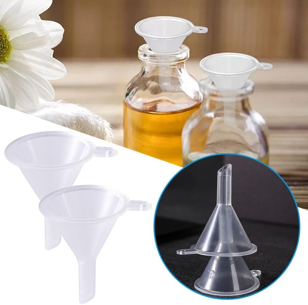 2 Pcs Mini Clear Plastic Funnel for Bottling Cosmetics, Liquids, and Oil Filling, Small Funnel for Easy Transfer of Essential Oils and Perfumes Specialty Tools