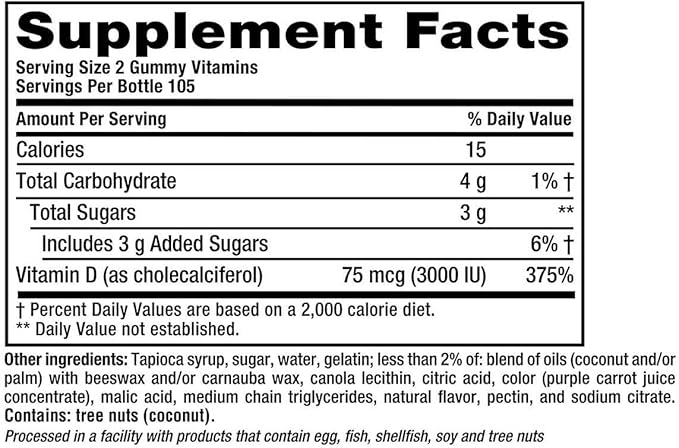 Vitafusion Vitamin D₃ 75 mcg, 210 Adult Gummies