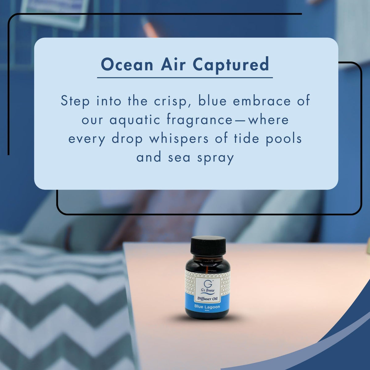 G's Breeze Blue Lagoon Diffuser Oil Refill - Refreshing Tropical Oasis Fragrance - Invigorating Scent Inspired by Crystal-Clear Water - Long-Lasting Freshness for Home, or Office - 60 ML