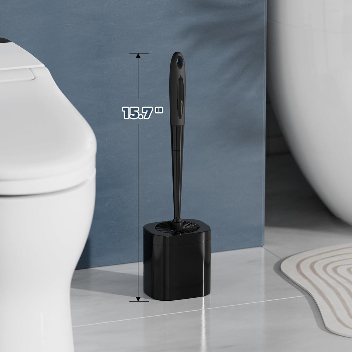 Toilet Brush, 2 Pack Toilet Brush and Holder Set Bathroom Accessories, Toilet Bowl Brush and Holder for Bathroom, Black