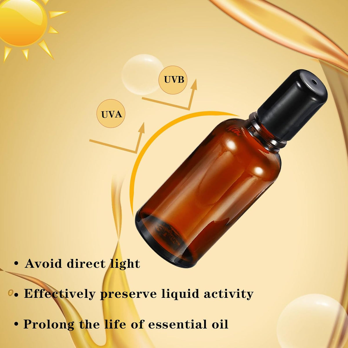 15ML Roller Bottles for Essential Oil, 4 Pack Empty Amber Glass Roller Bottle for Perfume Oil, Roll on Bottles with Stainless Steel Roller Balls, Opener, Funnel and Dropper