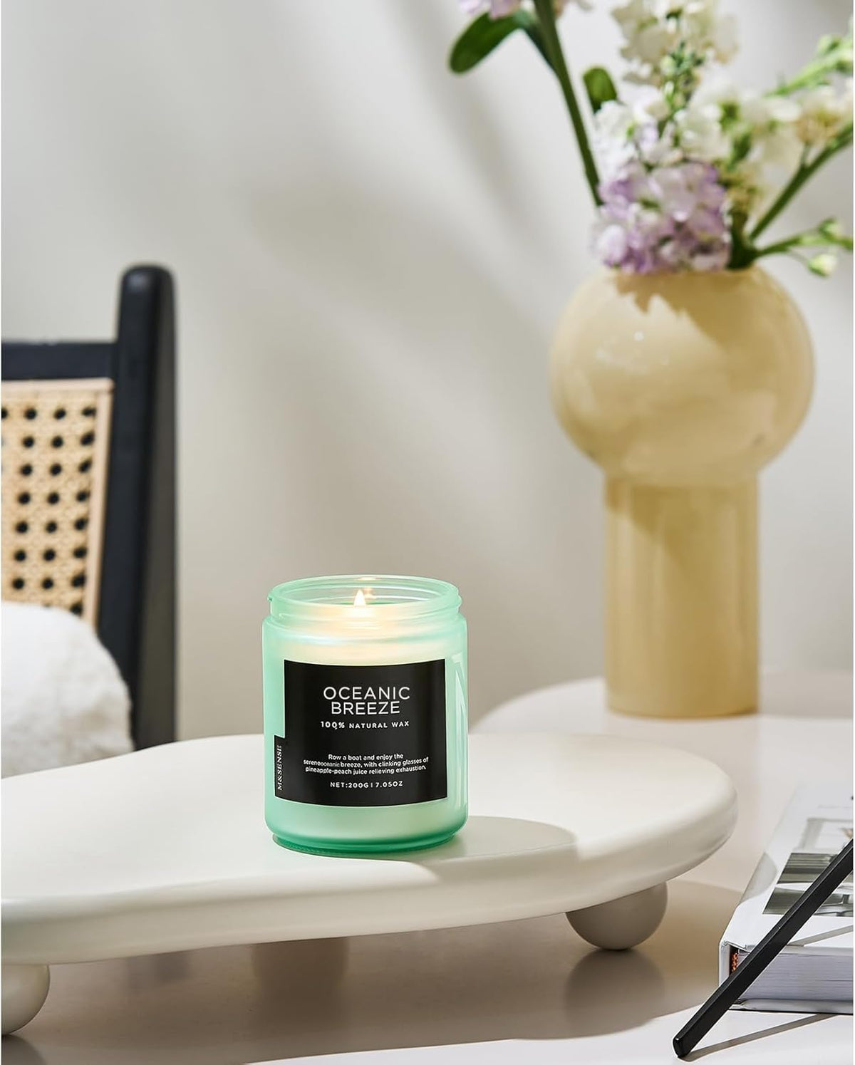 M&SENSE Candle Oceanic Breeze Scented Candle, Long Lasting Pineapple & Mango Scented Natural Soy Wax Candles 7.05oz 50 Hours Burn for Home Scented, Stress Relief Gifts for Women/Men