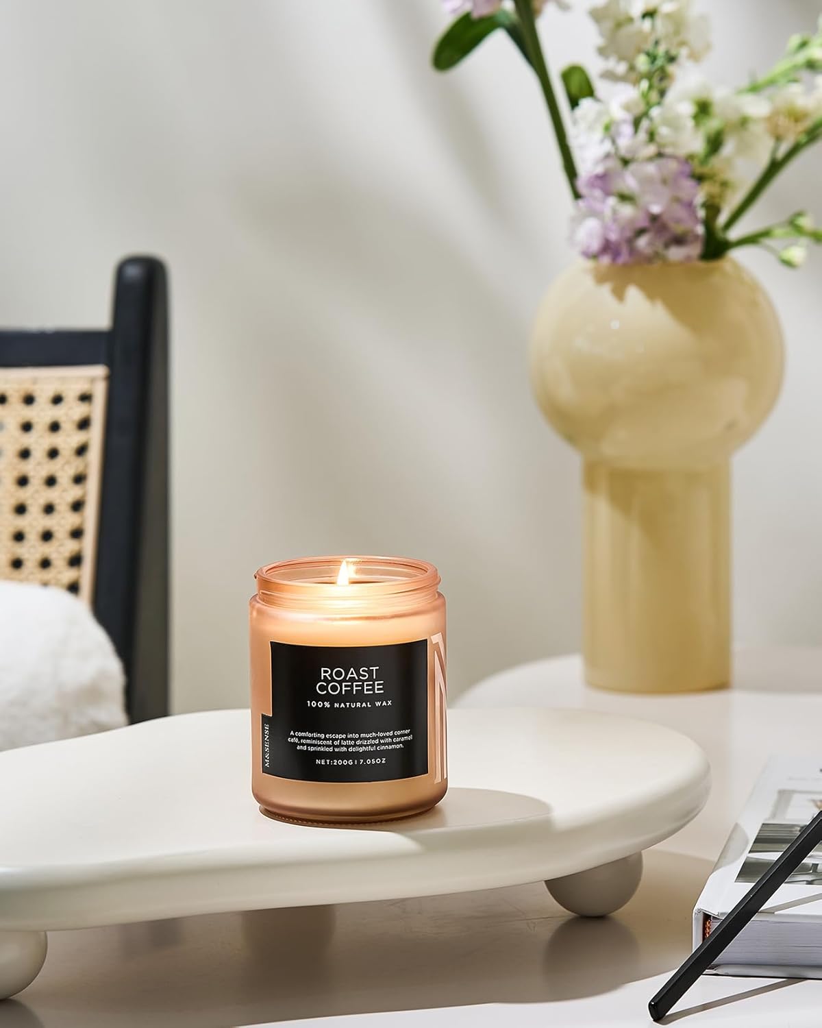 M&SENSE Coffee Candles Scented Strong, Organic Natural Soy Wax for Bedroom Kitchen Home Decor, 7.05oz 50 Hours Slow Burn Candle Highly Scented Candle Housewarming Gift for Men Women