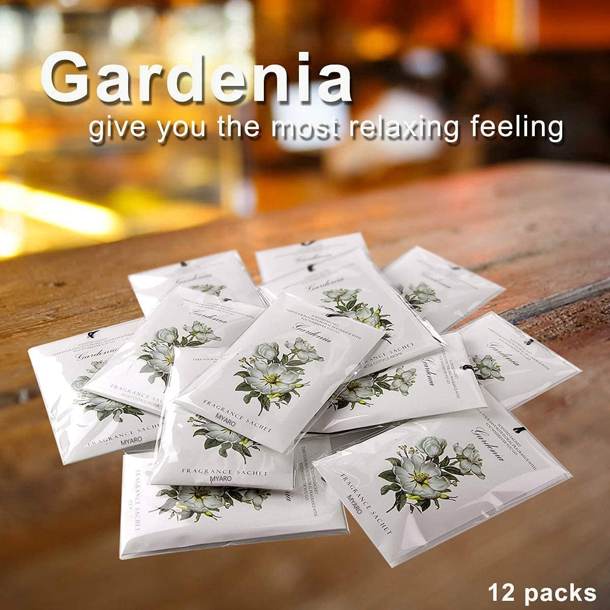 MYARO Scented Sachet House Air Freshener - 12 Pack Long Lasting Gardenia Fragrance Deodorizer for Home Closet Drawer Car