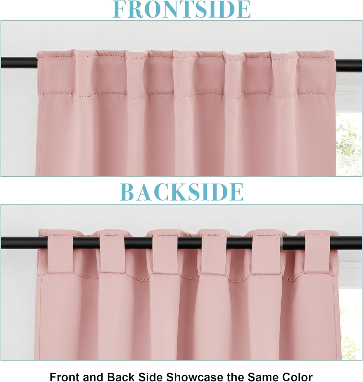RYB HOME Small Window Curtains Blackout, Privacy Thermal Insulating Drapes for Girls Bedroom Bathroom Basement Cafe Classroom Window Decor, W 34 x L 45 inches, Peach Blush, 2 Panels