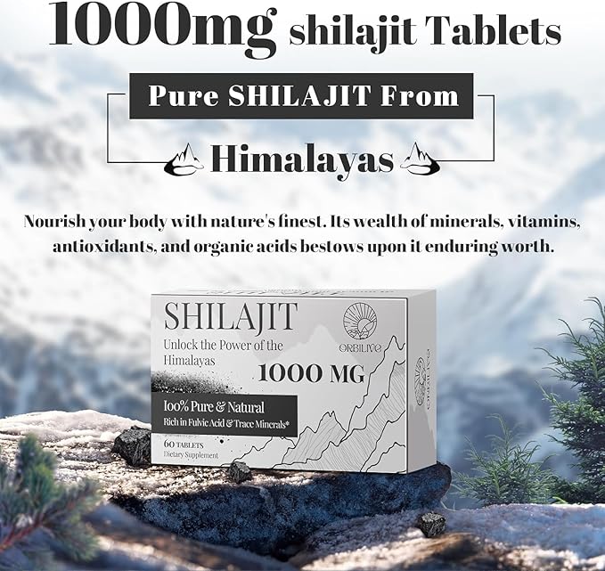 30,000 MG Shilajit Tablets, 100% Shilajit Pure Himalayan Organic, Shilajit for Men and Women Rich in Fulvic Acid & 85+ Trace Minerals, Shilajit Supplement for Energy & Immune System, 180 Count
