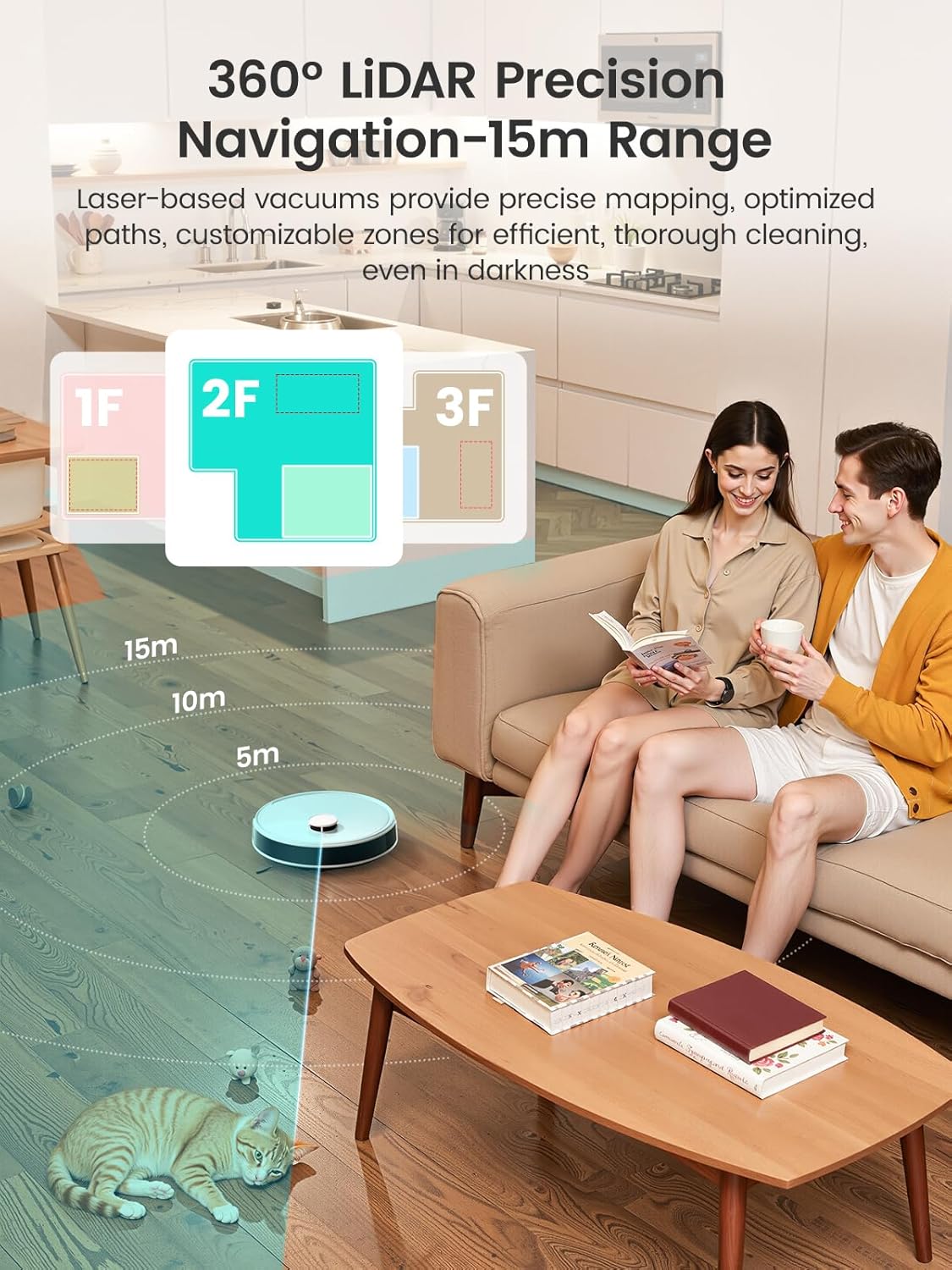Lefant Robot Vacuum and Mop, 12000Pa Suction, Self Emptying, Auto Mop Washing and Drying for Hands-Free, Anti-Tangle Brushes, Dual Spinning Mop for Pet Hair Dust, Wi-Fi/App/Alexa/iWatch Control, M3