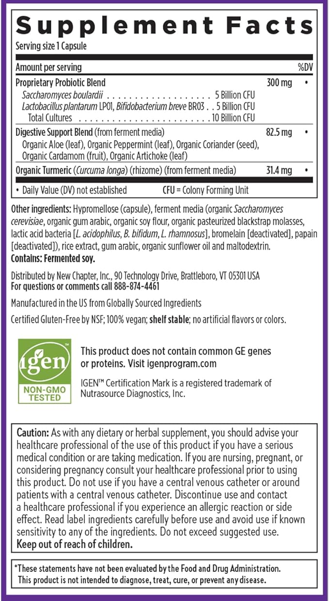 New Chapter Probiotic All-Flora - 60 ct (2 Month Supply) for Advanced Digestion & Complete Gut Health with Prebiotics + Postbiotics, Clinically Studied Strains, 100% Vegan, Non-GMO, Shelf Stable