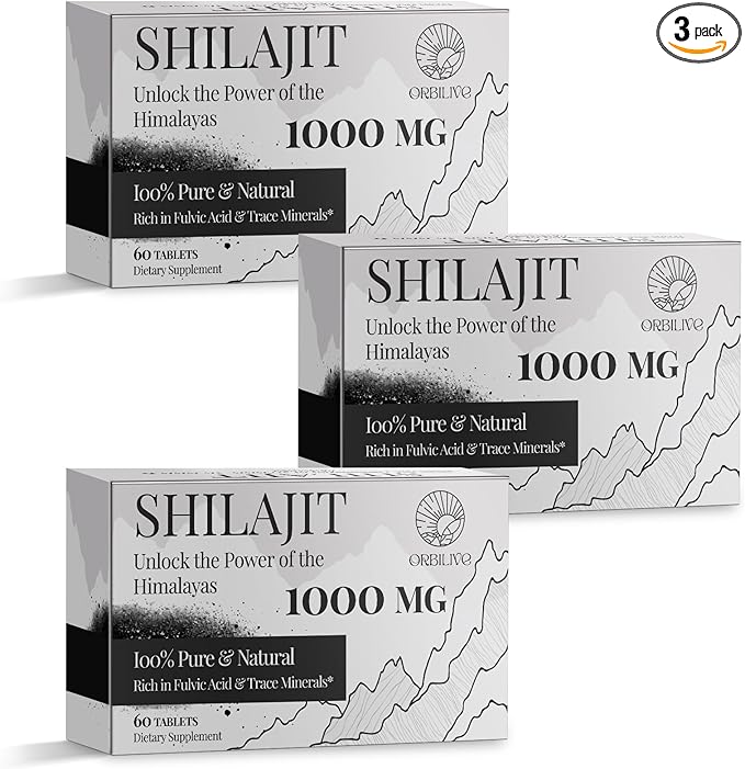 30,000 MG Shilajit Tablets, 100% Shilajit Pure Himalayan Organic, Shilajit for Men and Women Rich in Fulvic Acid & 85+ Trace Minerals, Shilajit Supplement for Energy & Immune System, 180 Count