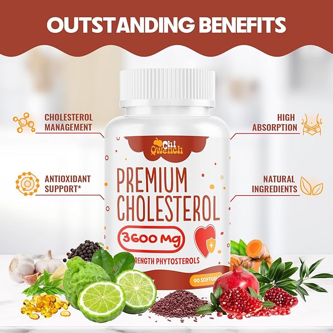3600 MG Cholesterol Supplements with Plant Sterols, Niacin, Red Yeast Rice, Citrus Bergamot, Garlic, Cholesterol Supplement Support Normal Cholesterol Levels, 540 Softgels