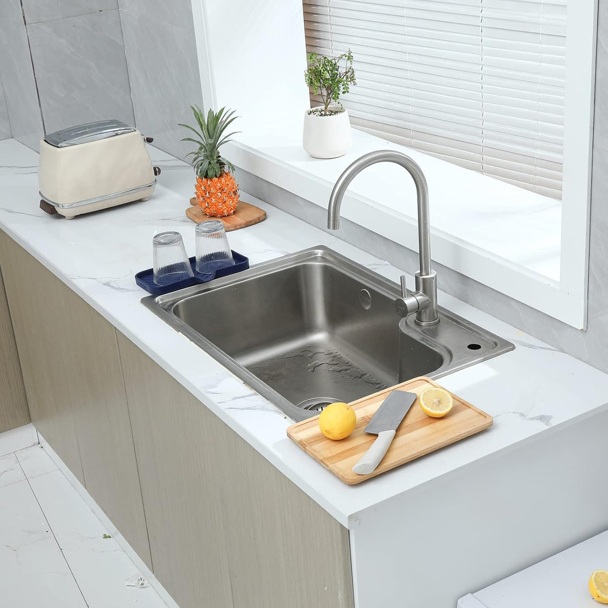 Silicone Bathroom Soap Dishes with Drain Spout-Kitchen Sink Organizer,Sponge Holder,Dish Soap Tray,Perfect for Dispenser,Scrubber,Bottle,Cup on Sink or Counter-Navy Blue 9.6"Γ5.3"