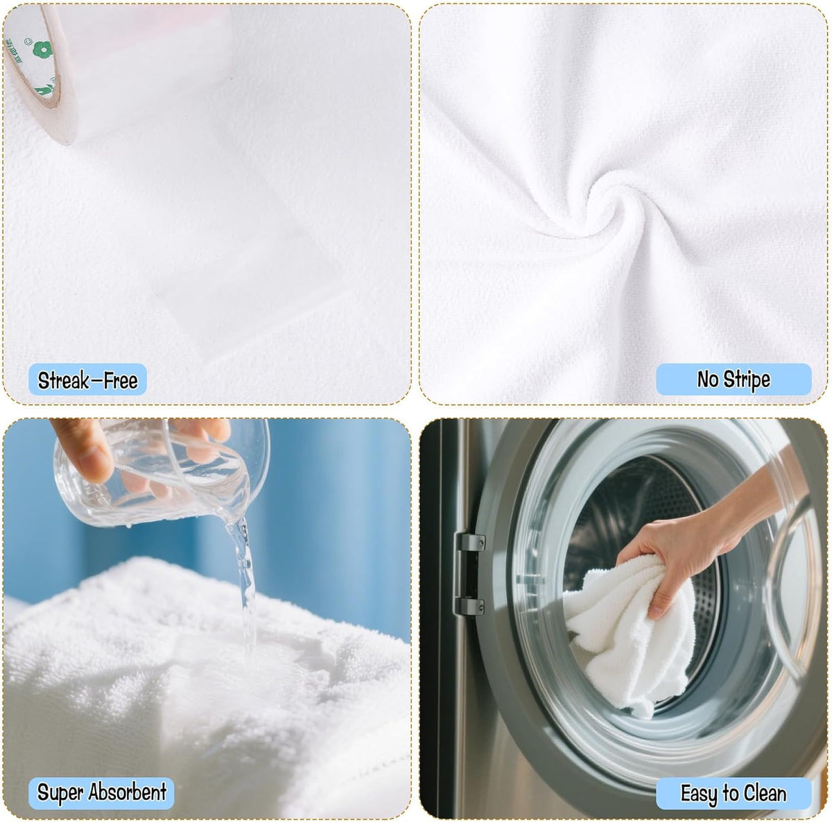 4 Pack Extra Large Microfiber Cleaning Cloths 20"x30", Lint-Free Reusable Towels for Home, Glass, Windows, Office, Kitchen, Bathroom β White