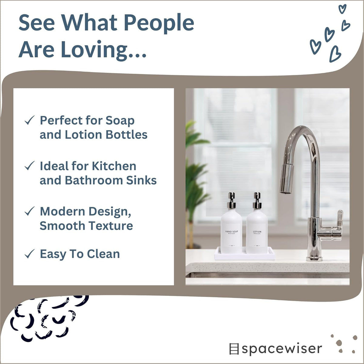 Countertop and Vanity Tray - 2 PC Small 7.7" Silicone Bathroom Trays, Kitchen Soap Tray, Dish Sponge Soap Holder Kitchen Sink Organizer Caddy, Bathroom Counter Trays for Lotion Dispenser