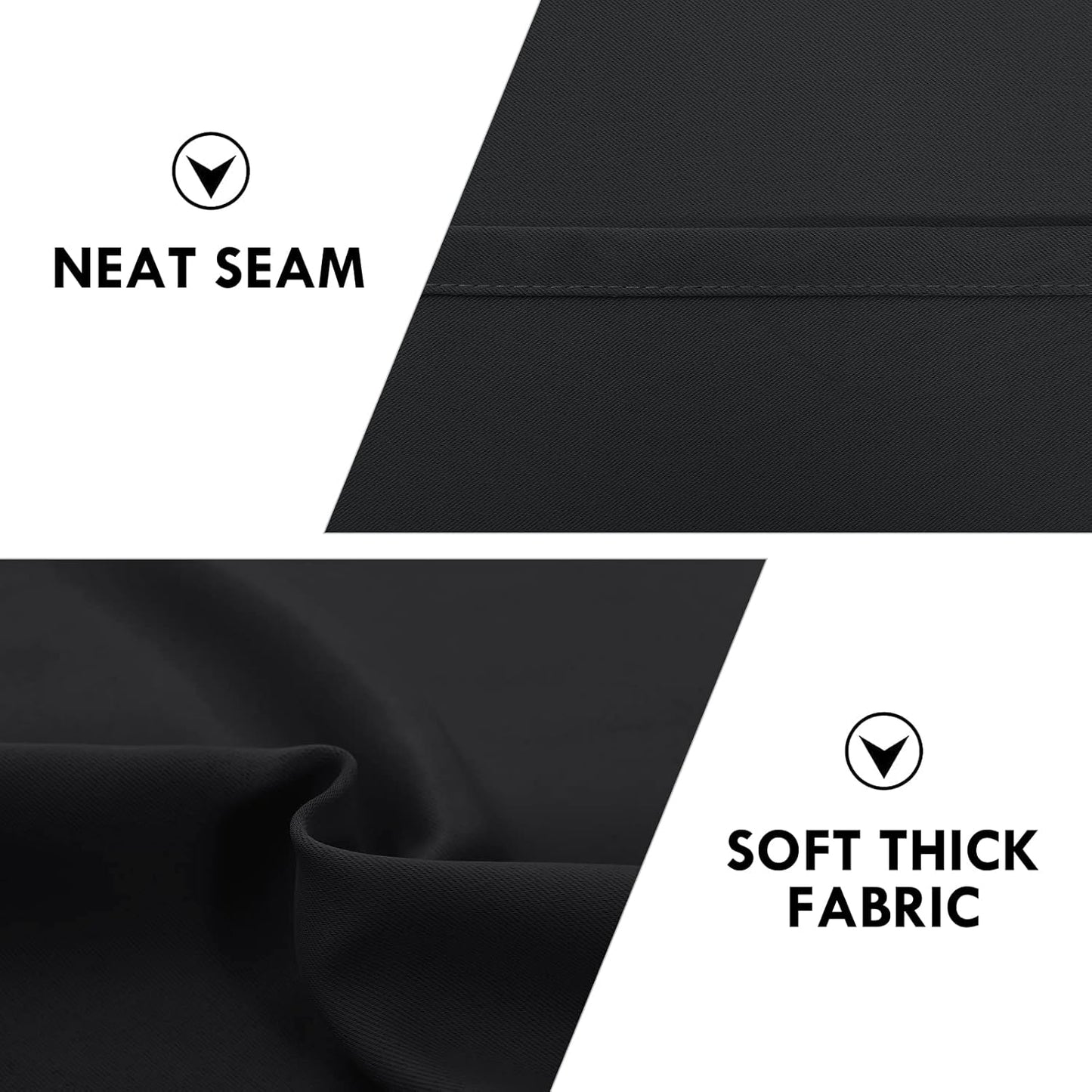 DWCN Blackout Curtains Thermal Insulated Energy Saving Bedroom and Kitchen Curtains Window Treatments, W 38 x L 45 Inch, Set of 2 Black Rod Pocket Drapes