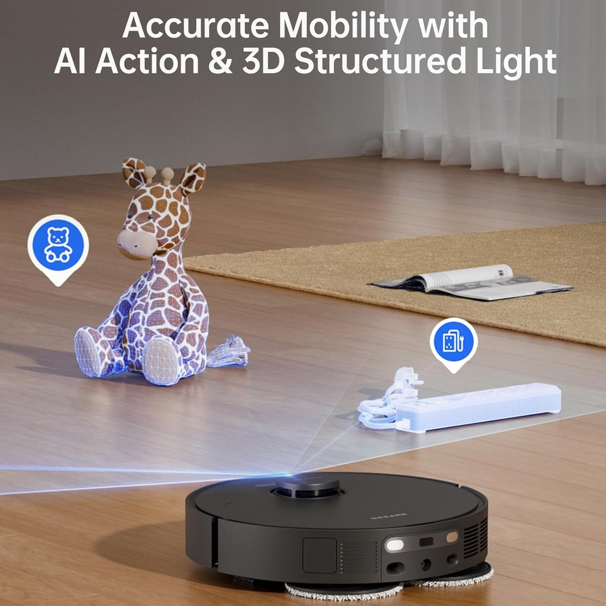 DREAME X30 Ultra Robot Vacuum with Detachable & Liftable Mop, Self-Emptying Robot Vacuum and Mop Combo with Side Brush, 8,300 Pa Suction, Self-Cleaning and Self-Drying Mop, Auto Water Filling