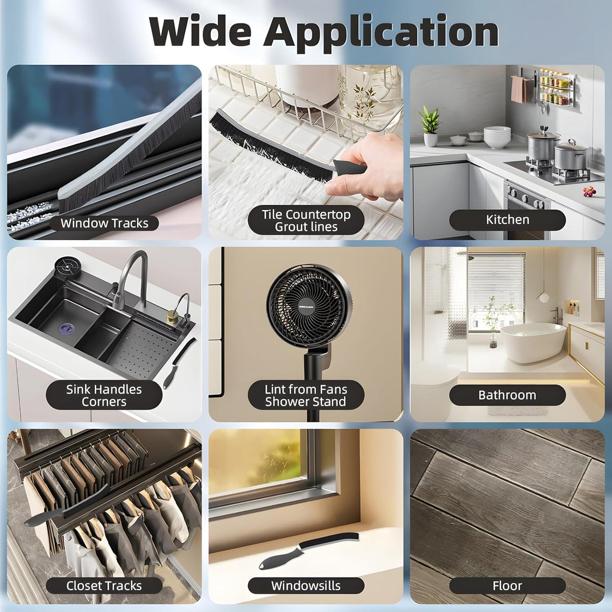 Hard Bristle Crevice Cleaning Brush-Thin Gap Scrub Brush, Small Cleaning Brush, Grout Brush, Kitchen Brush, Cleaning Tools for Toilet, Bathroom, Sink, Home, Household, Window (6, Purple)