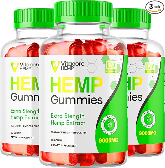 3 Pack - Vitacore Gummies - Vitacore Hemp 90 Gummies for 3 Months, Vitacore Hemp Gummies 9000 MG Per Bottle, Vitacore Gummies Me with Great Taste, Vita Core Gummies.