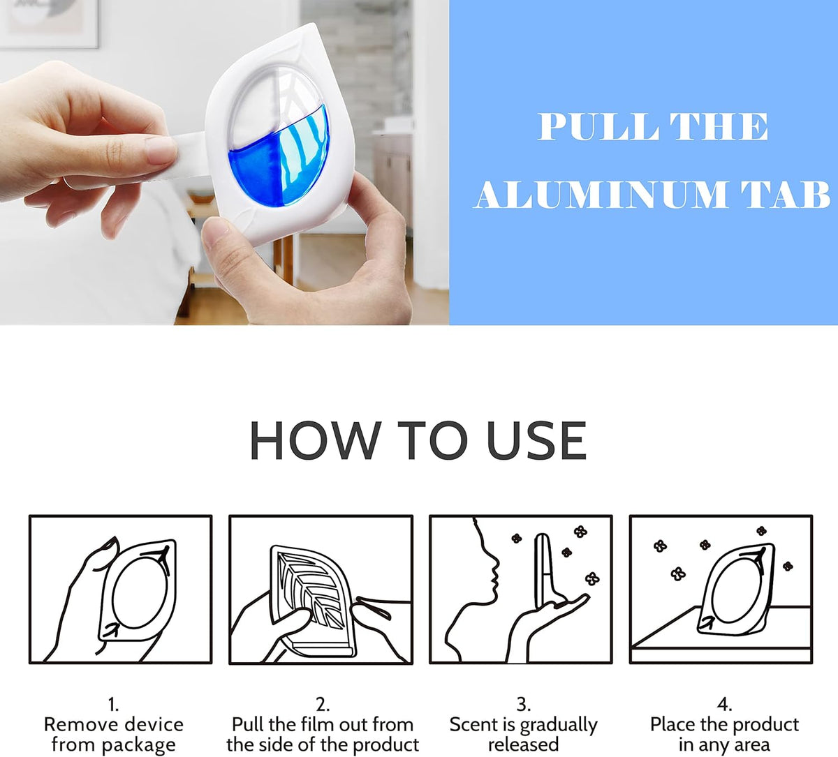 Air Freshener for Home, 4 Pack, Fresh Scent, Odor Eliminator for Small Area Closets Bathroom Pets Strong Odor, Up to 120 Days