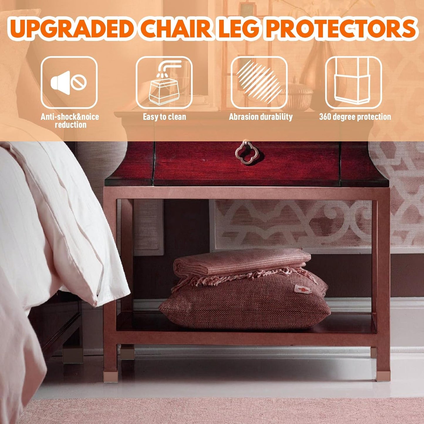 Rectangle Chair Leg Protectors for Hardwood Floors,16 PCS Silicone Covers to Protect Wood Tile Floors Felt Pads Furniture Leg Caps Reduce Noise. Easy to Move.(Brown,1.5 x 3 Inch,Rectangle)