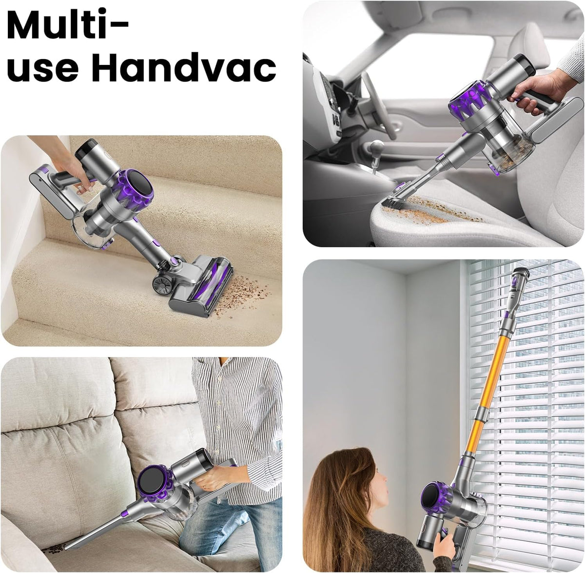 S3P Cordless Vacuum Cleaner, 45kPa Powerful Suction Vacuum Cleaners for Home, 55-Min Runtime Rechargeable Stick Vacuum, Self-Standing, for Pet Hair Carpet Hard Floor, LED Display