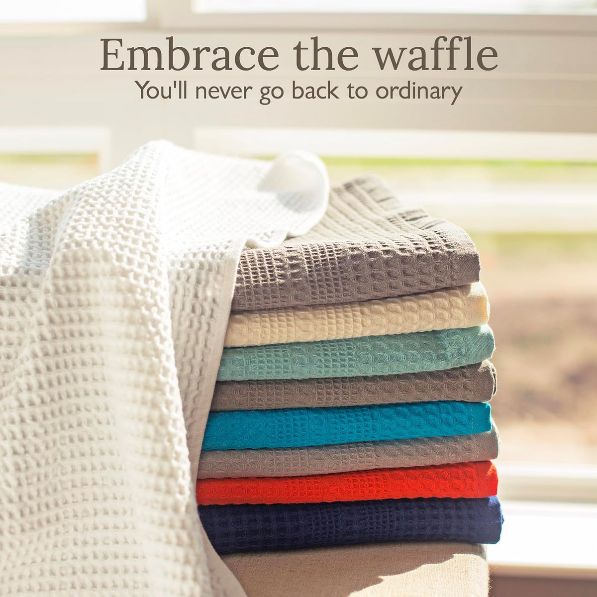 GILDEN TREE Waffle Towels Wash Cloths for Showering, Exfoliating Washcloth Face Towels, Quick Dry Towel Cotton Washcloths Set of 4, Classic Style (Cream)