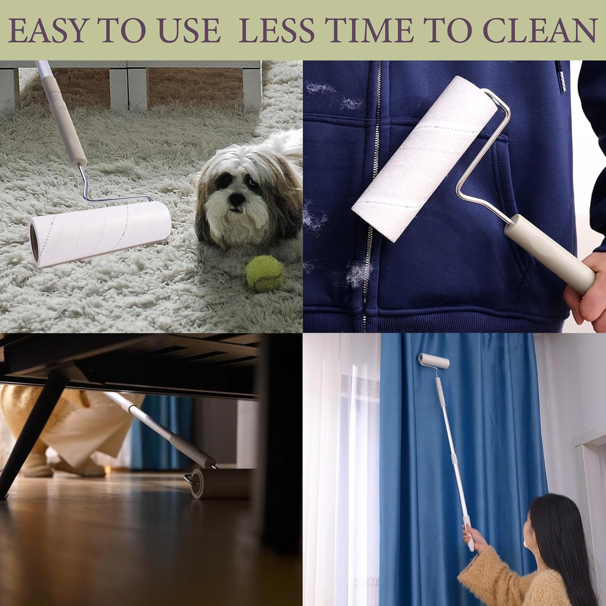 Large Lint Rollers for Pet Hair Extra Sticky,Cat Dog Hair Remover Laundry Clothes Carpet Furniture,6.3 inches Wider with 450 Sheets Giant Lint Remover Brush for Couch with Long Handle