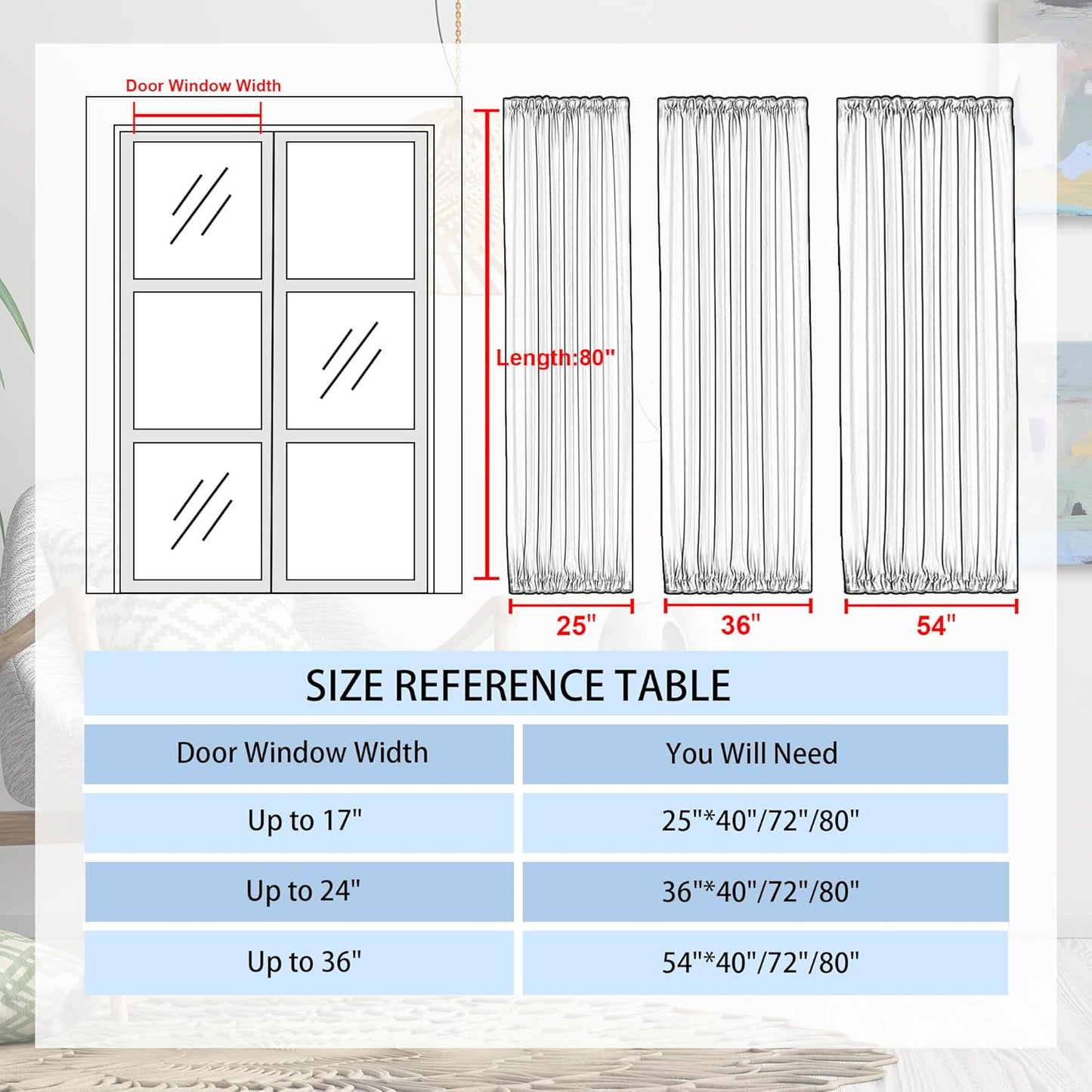 DWCN French Door Curtains – Rod Pocket Thermal Blackout Curtain for Window/Patio Doors/Doorways/Classroom/Kitchen for Privacy, 36W by 80L Inches, 1 Panel with Tieback, Silver Grey