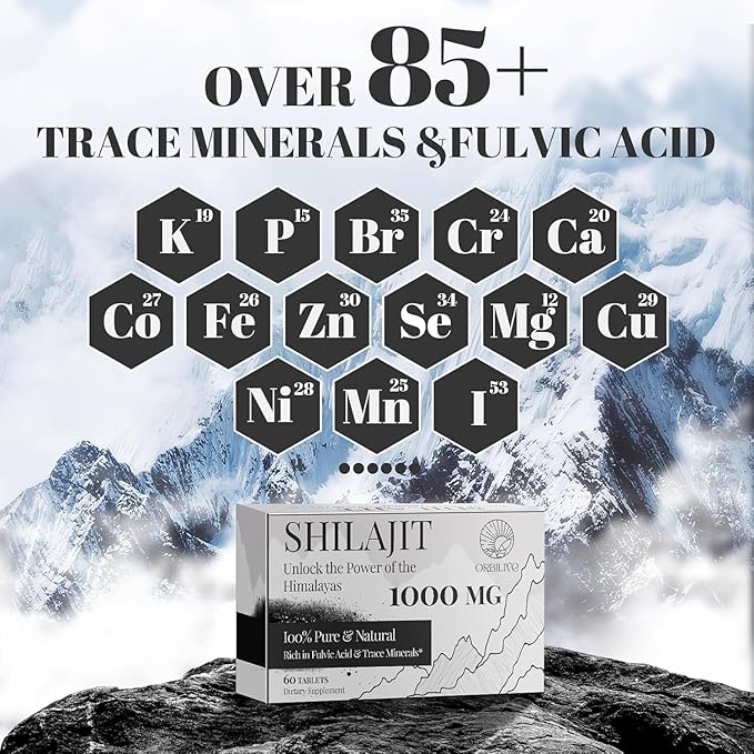 30,000 MG Shilajit Tablets, 100% Shilajit Pure Himalayan Organic, Shilajit for Men and Women Rich in Fulvic Acid & 85+ Trace Minerals, Shilajit Supplement for Energy & Immune System, 180 Count