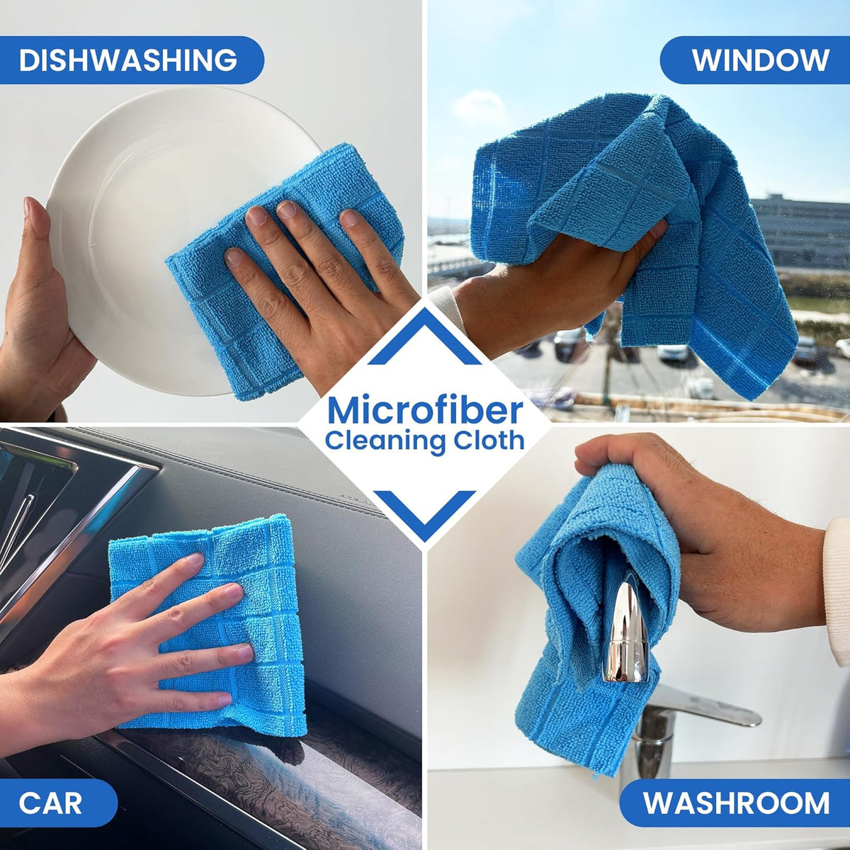 Greenfound Microfiber Cleaning Cloth Roll -80 Pack,Tear Away Towels for Car,Reusable Paper Towels Washable,Super Absorbent,Lint Free Cleaning Rags for House,Kitchen,Window-11.5"Γ11.5"(Check Blue)