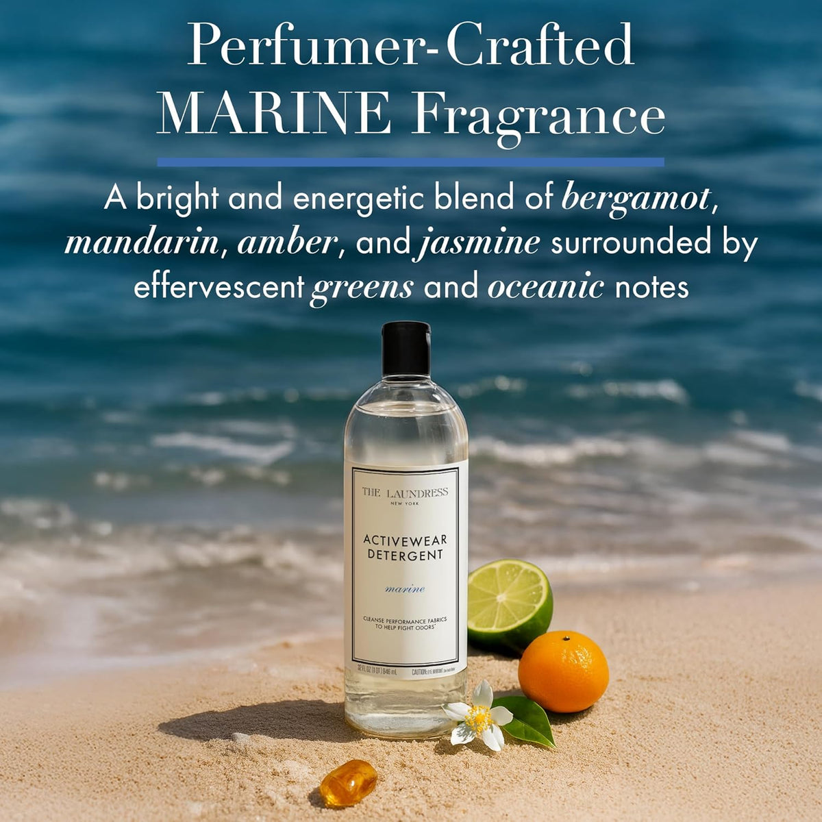 The Laundress Activewear Laundry Detergent, 32 Oz, Marine Fragrance, 4-in-1 Enzyme Blend for Workout Performance Fabrics, Fights Sweat Odors & Stains, USDA Certified Biobased Product (90%)