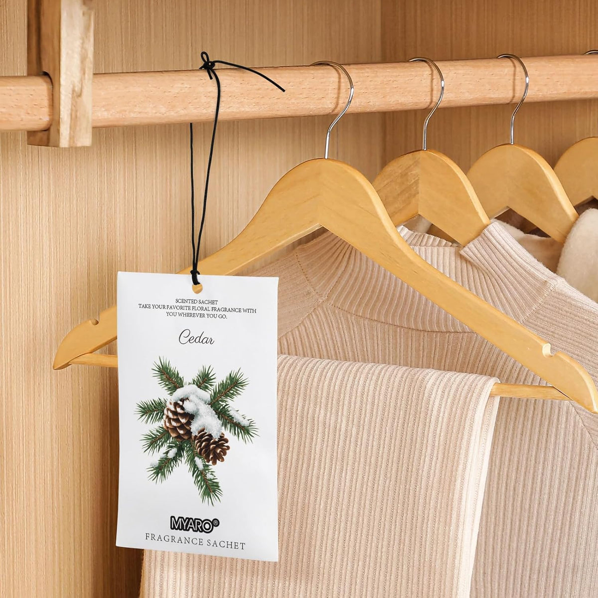 MYARO 12 Packs Cedarwood Scented Sachets for Drawer and Closet, Long-Lasting Closet Sachet Bags Drawer deodorizers Fresh Scents, Home Fragrance for Lover