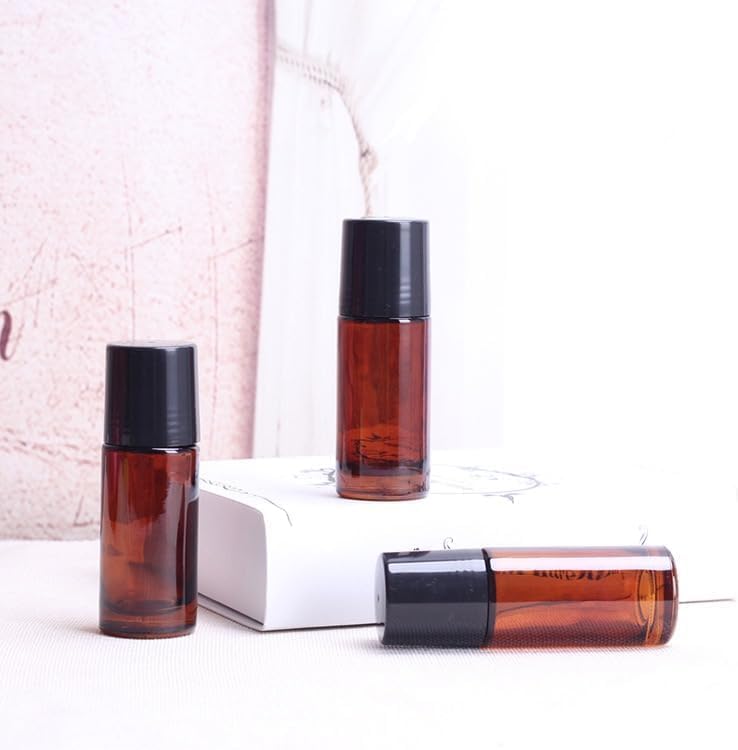 2Pcs Brown Glass Essential Oil Roller Bottles Refillable Roll on Bottles Empty Deodorant Bottle Containers Rollerball Beauty Personal Care Fragrance Cosmetics Tools (50ML)