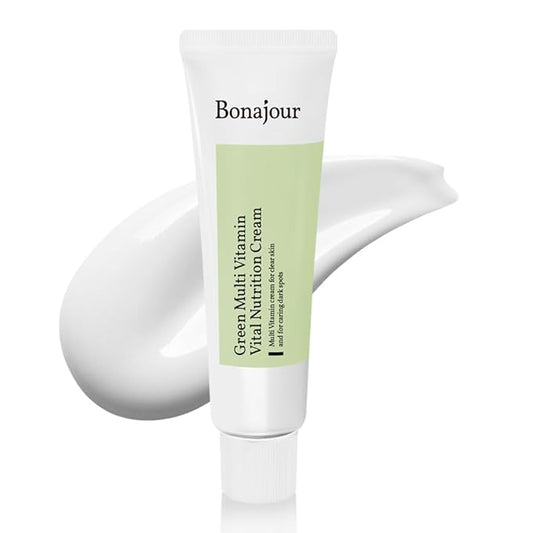 [BONAJOUR] Vegan Natural Green Multi Vitamin Moisturizing Cream for Face - 70% Vitamin, Anti Aging & Brightening, Remove Dark Spot 1.7 fl. oz