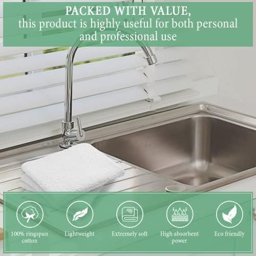 100% Cotton Terry Towel Cleaning Rags White 14'x17'|Pack of 60|Grade White Rag|Soft Large Cleaning Rags|Super Absorbent|Quick Dry|Multipurpose Towels|Restaurant Towels|Reusable Shop Rags