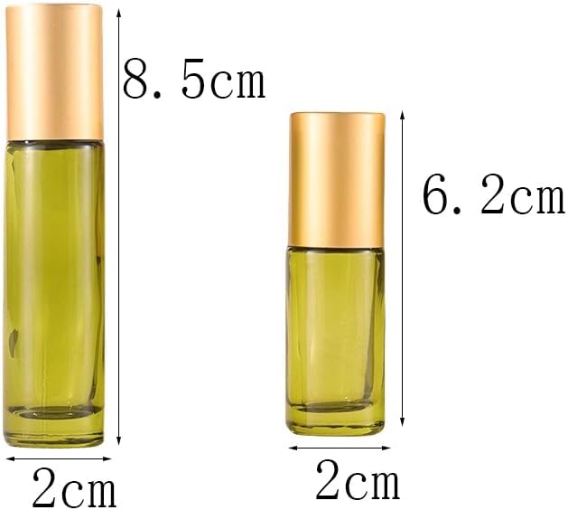10 Pack Glass Roller Bottles for Essential Oils,10ml Green Roll on Bottles with Stainless Steel Roller Balls,Refillable Aromatherapy Massage Roller Bottle Perfume Bottle for Travel