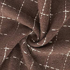 Homaxy 100% Cotton Terry Kitchen Towels(Brown, 13 x 28 inches), Checkered Designed, Soft and Super Absorbent Dish Towels, 6 Pack