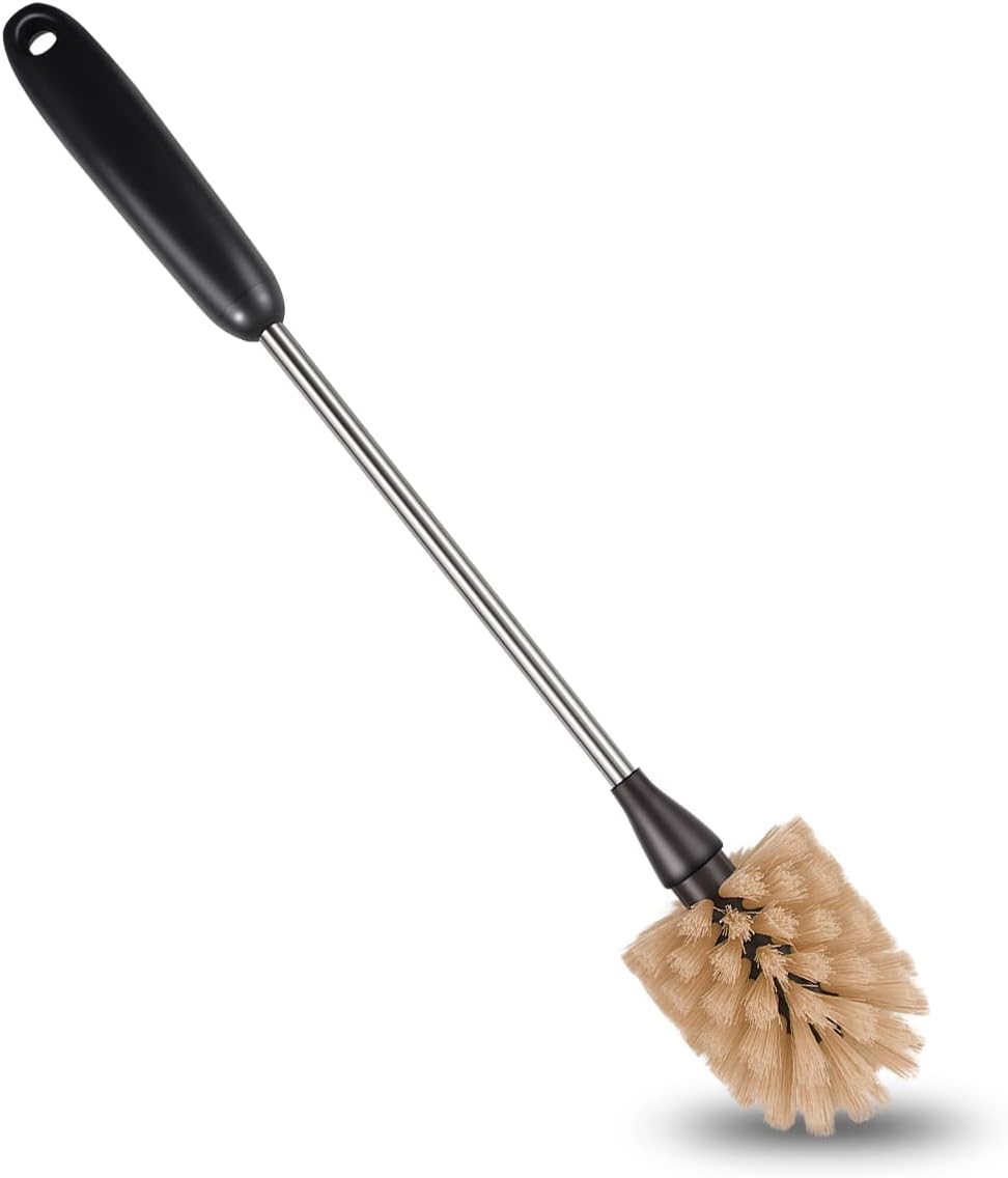 Bottle Brush, 15-inch Stainless Steel Long Handle Cleaning Brush, Kitchen Cleaning Brush, for Cleaning Water Bottles, Glasses, Baby Bottles, Glassware, Food Jars, Cups, Wine Aerators, Brown