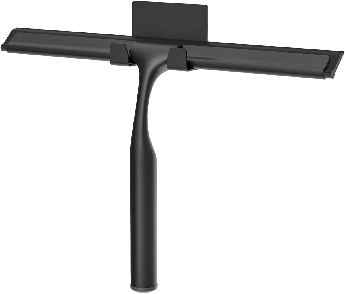 Stainless Steel Shower Squeegee for Glass Doors, Multi-Purpose Squeegee for Shower Glass, Bathroom and Car Windows, Squeegee with Adhesive Hook-10”, Black