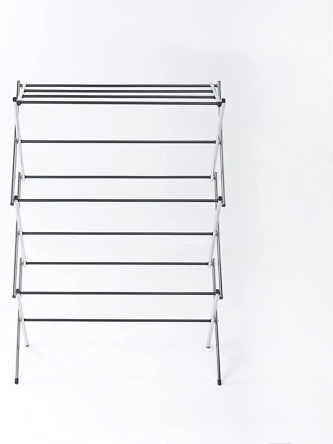 Displays By Jack Portable Collapsible Clothing Dryer Rack, Foldable Drying Rack for Clothes, Lingerie, Towels, Linens, Laundry Home Apartment Must Haves, Metal Chrome Finish