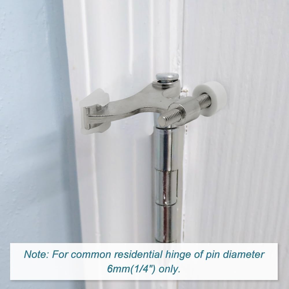 24 Pack Hinge Pin Brushed Nickel Door Stopper, Adjustable Heavy Duty Hinge Pin Door Stop with Rubber Bumper Tips