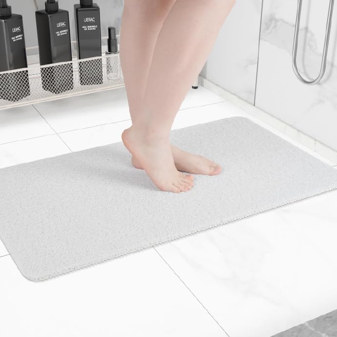 Non-Slip Bathtub Mat, Anti Slip Shower Mat, Fast Drying Bathtub Mats, Foot Scrubber Mat, Anti Slip Mat for Tub, Floor, Bathroom, Kitchen, Home, Hotel (White 36"×24")