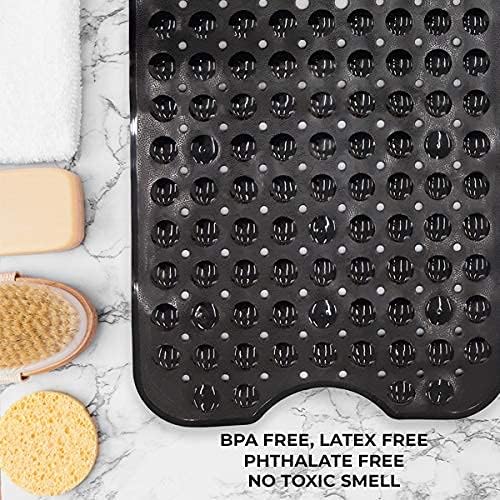 ENKOSI Bath Mat - Large Non Slip Bathtub & Shower Mat - Extra Long 40 x 16 Inch Bathroom Mats for Tub Nonslip Anti Slip Bathmats (40x16 Clear Green 1-Pack)