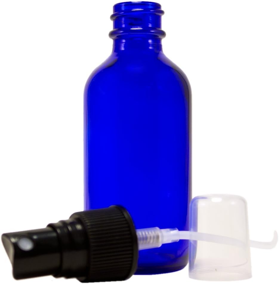 2oz Cobalt Atomizer Bottles (4 Pack) Fine Sprayer Atomizer Glass Essential Oil Bottle