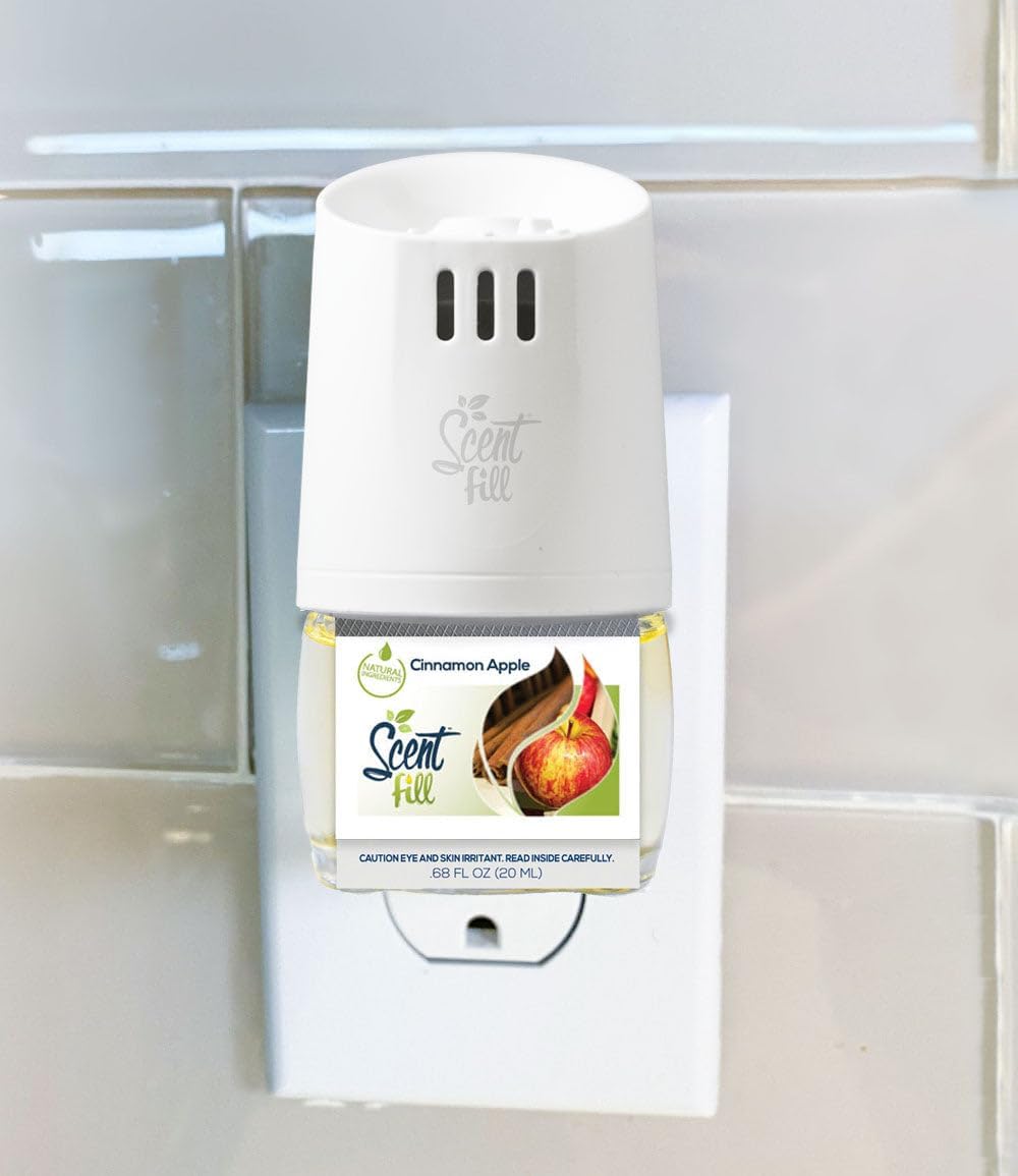 Scent Fill Cinnamon Apple Plug in Air Freshener, Scented Oil Refills, 2 Refills + Diffuser