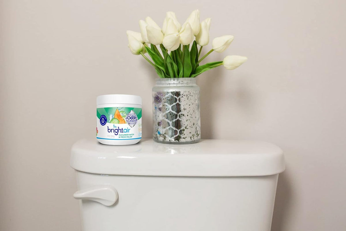 Bright Air 14 oz. Super Odor Eliminator, For Medium-Size Spaces, Cucumber Water & Fresh Melon Scent, Case of 6, Odor Eliminator & Air Freshener, Natural Essential Oils, Lasts Up to 90 Days Each