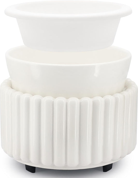 Ceramic Wax Melt Warmer with 1 pc Silicone Dish Candle Warmer for Scented Wax Electric Fragrance Burner for Home, Office, Bedroom - Gift & Décor